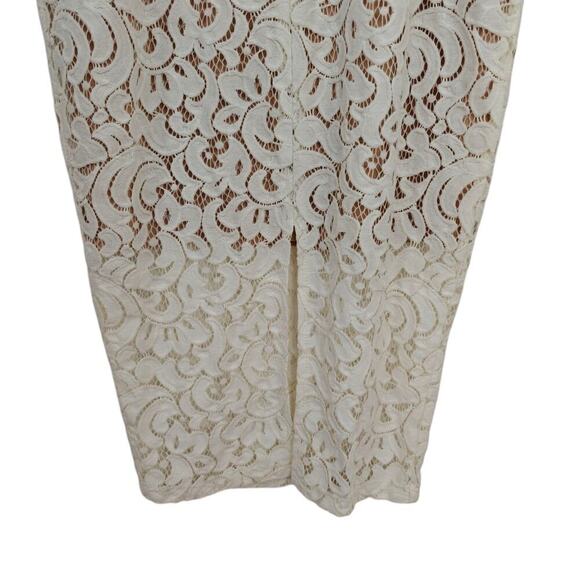 Misha Collection Rosie Lace Overlay Sheath Dress Size Small Ivory & Nude Stretch - Picture 8 of 14
